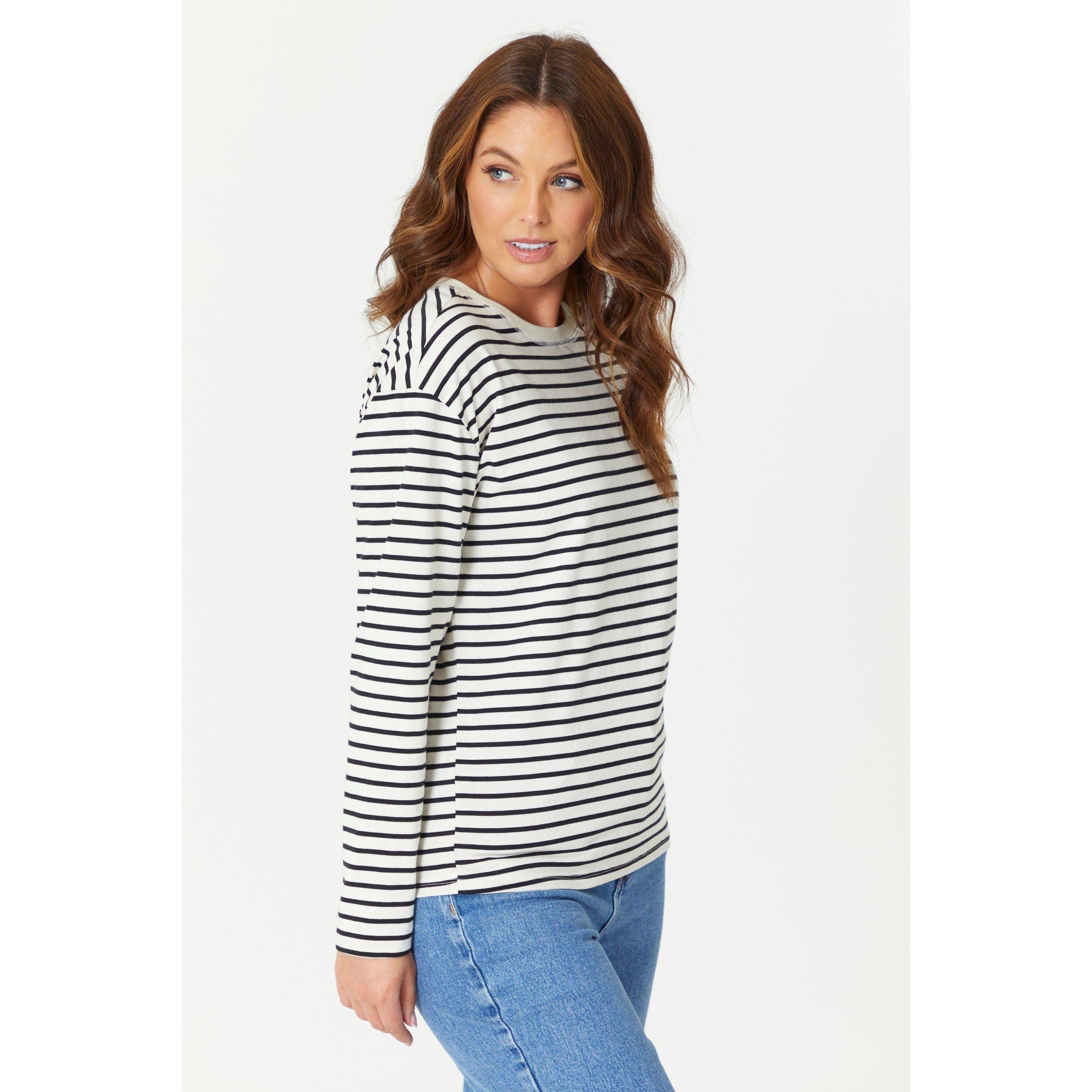 Be You Ladies Long Sleeve Stripe T Shirt