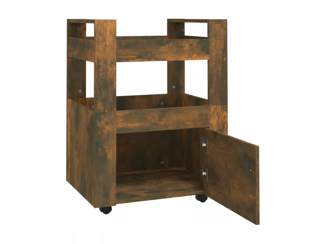 Chariot de cuisine Chêne fumé 60x45x80 cm Bois d'ingénierie