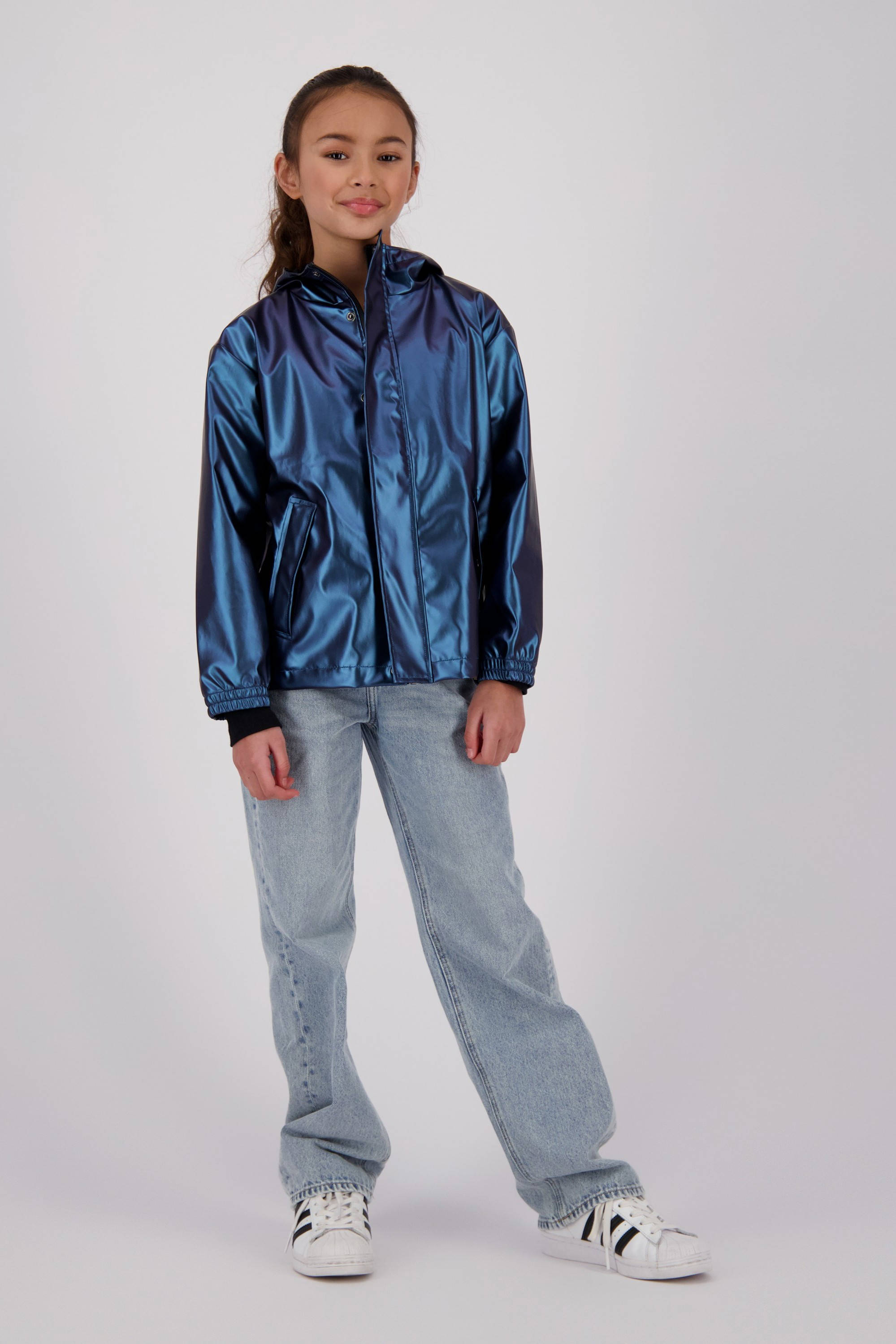 Vingino kids regenjas Lightning blauw metallic