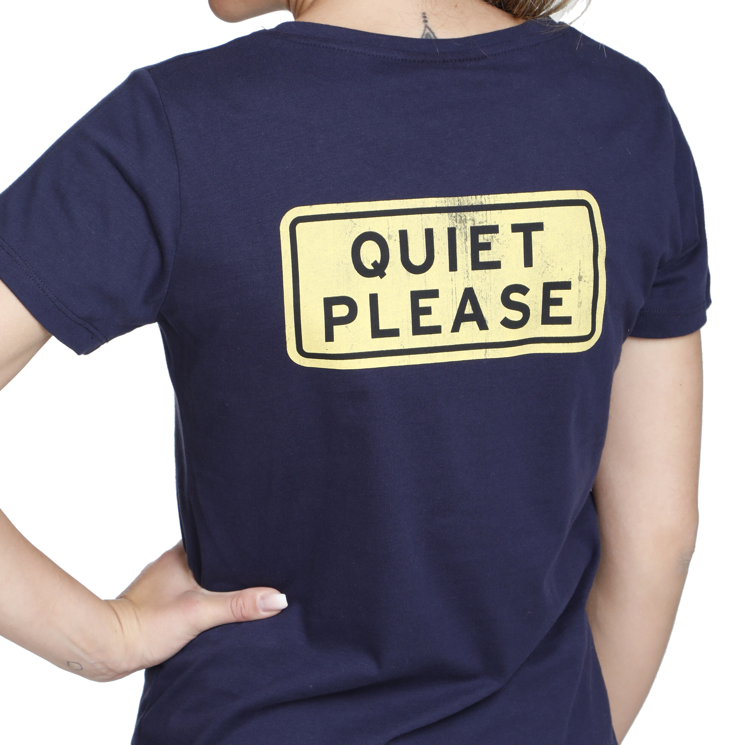 Quiet Please Australia Road Sign T-shirt Femmes - Bleu Foncé , Jaune