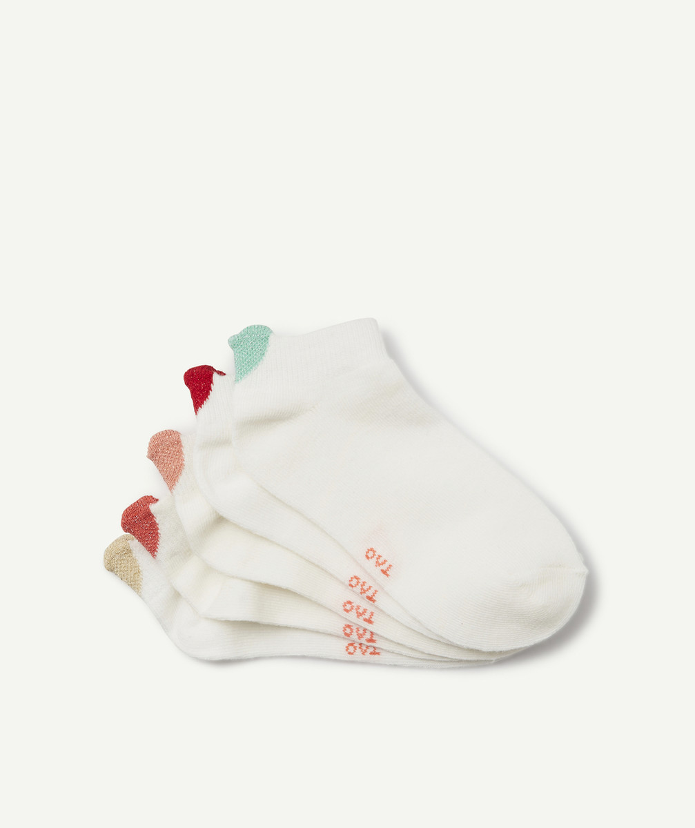 LES 5 PAIRES DE SOCQUETTES BLANCHES AUX COEURS COLORÉS