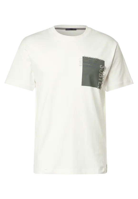 T-Shirt mit Brustprint - wool white