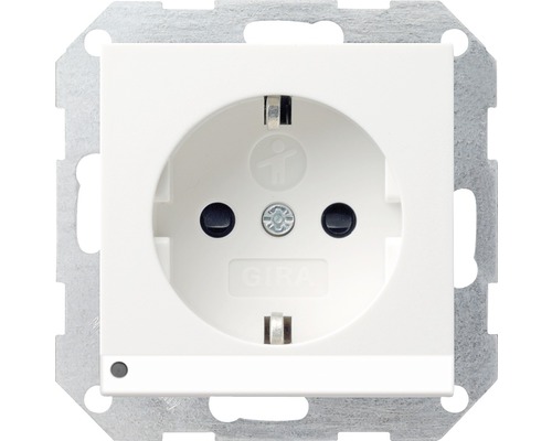 Gira 4170 27 wandcontactdoos met verhoogde aanrakingsbeveiliging + LED-oriëntatieverlichting Standaard 55/E2/Event zuiver wit/mat
