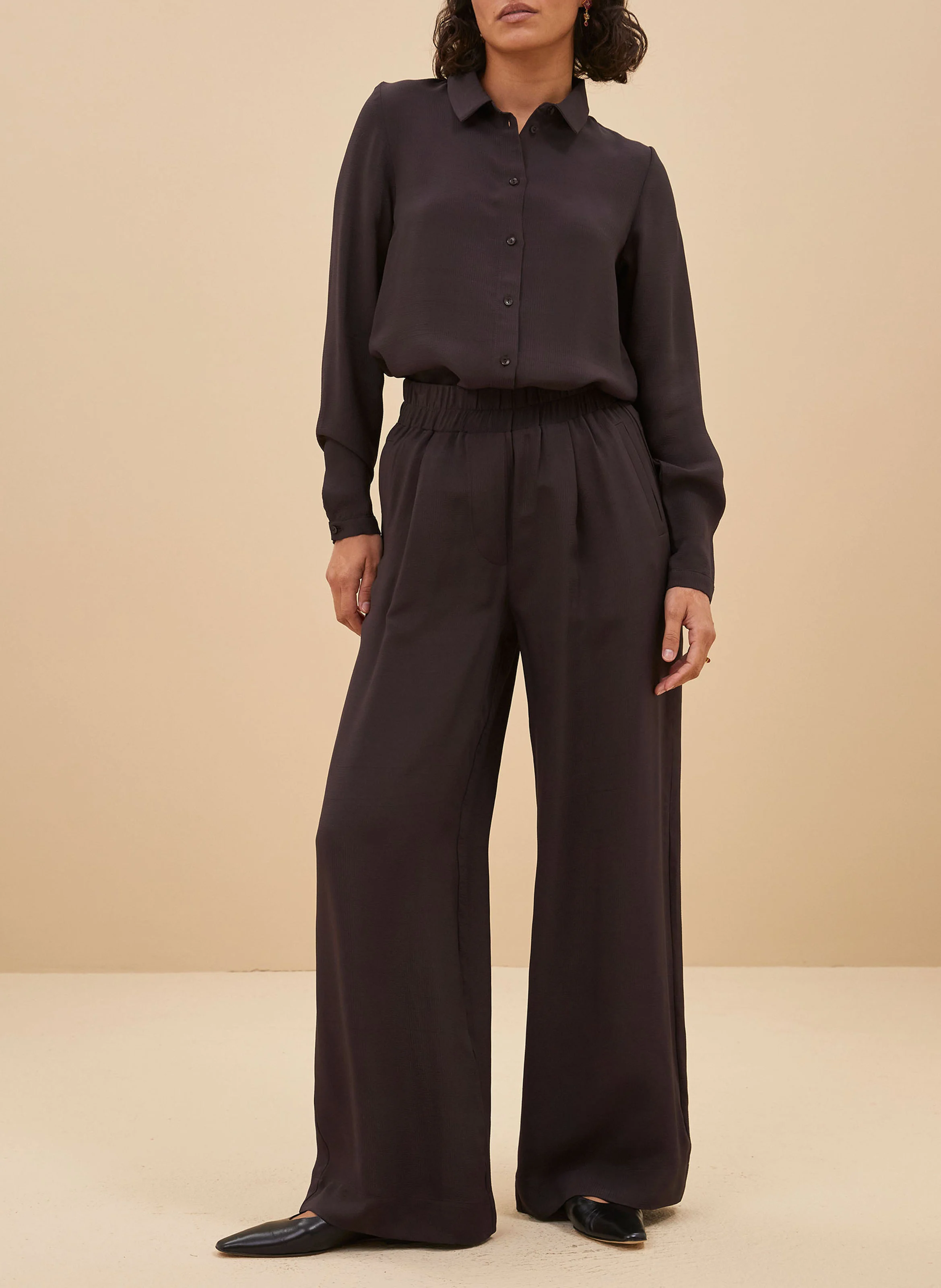 BENJI - Pantalon ample jacquard | Marron