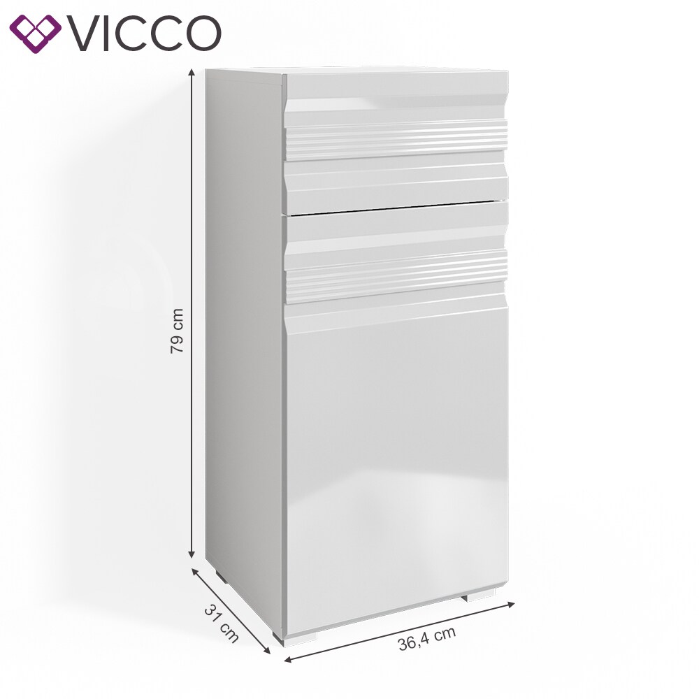 VICCO Badschrank FREDDY weiß hochglanz Badezimmer Badregal Midischrank