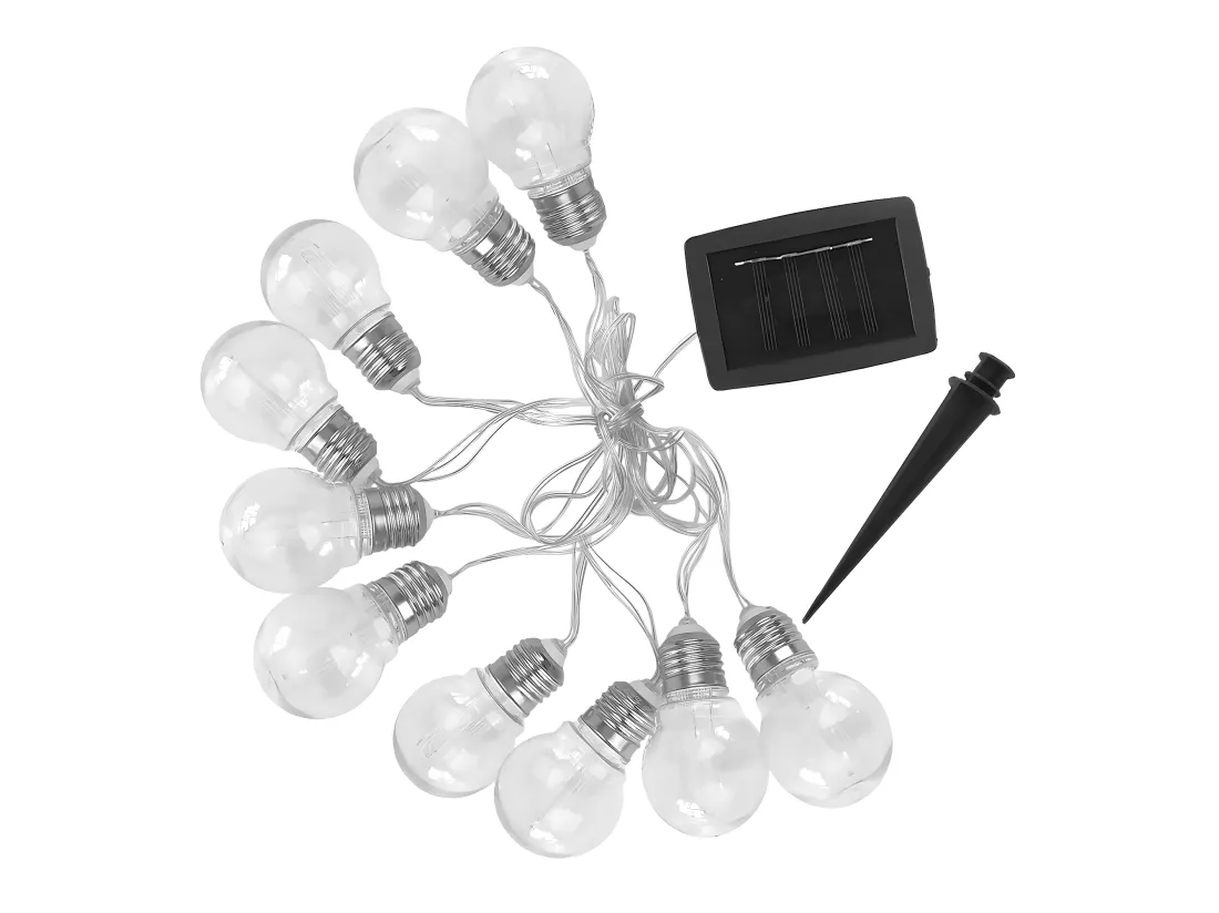Guirlande solaire épurée 10 ampoules DIXY Blanc Plastique 3.8M