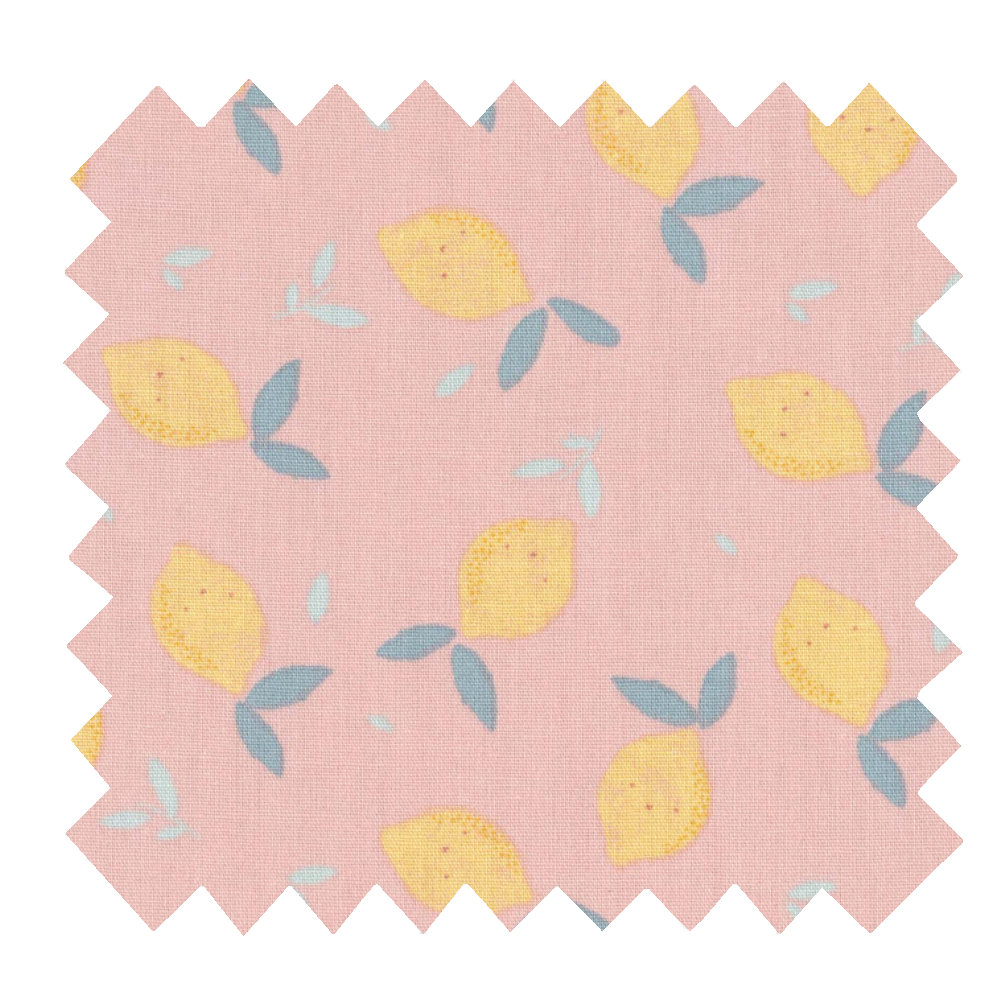 Tissu Coton Au Mètre Citron Jaune Rose Ex1057