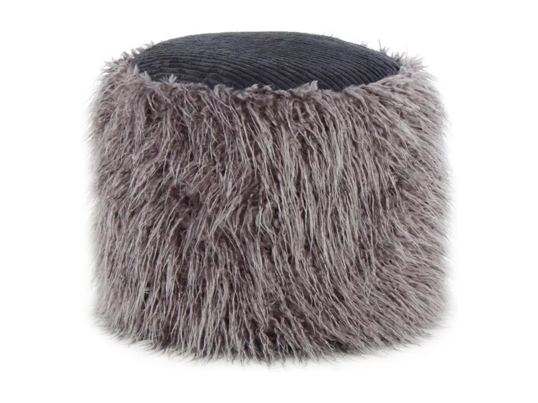 Pouf Rond Imitation Fourrure 