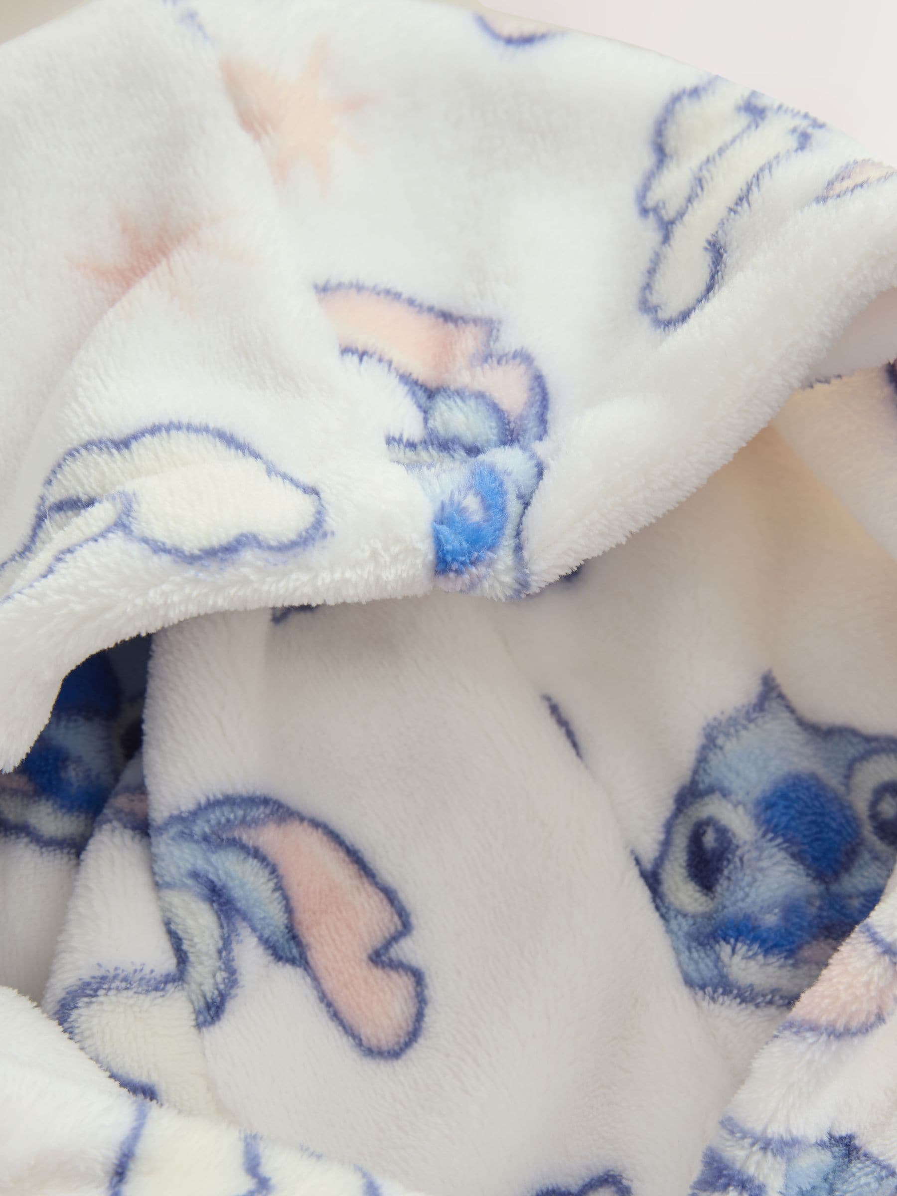 Wit/blauw - Lilo & Stitch fleece cropped deken met capuchon (3-16jr)