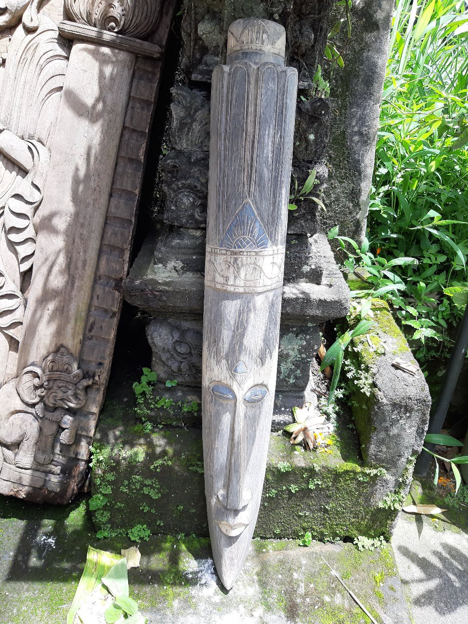 Maske 'Africa' mit Krone, natur, H 100 cm, B 13 cm, T 7 cm von fischer's lagerhaus