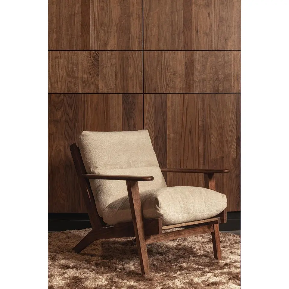 WOOOD Houston Fauteuil - Bouclé/Hout - Naturel - 86x71x71