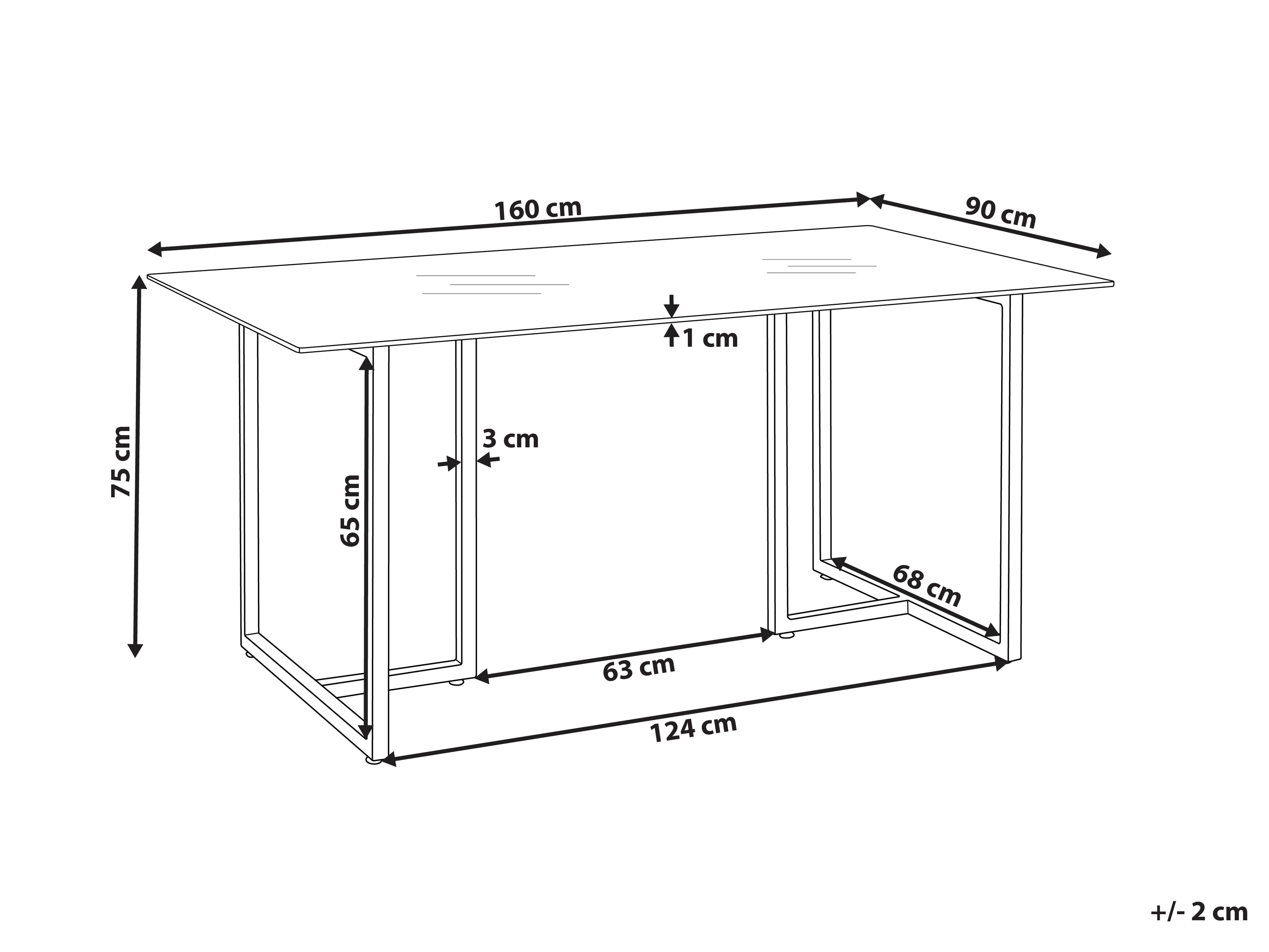 Eettafel ENVIA Zilver 90 cm Veiligheidsglas 160 cm