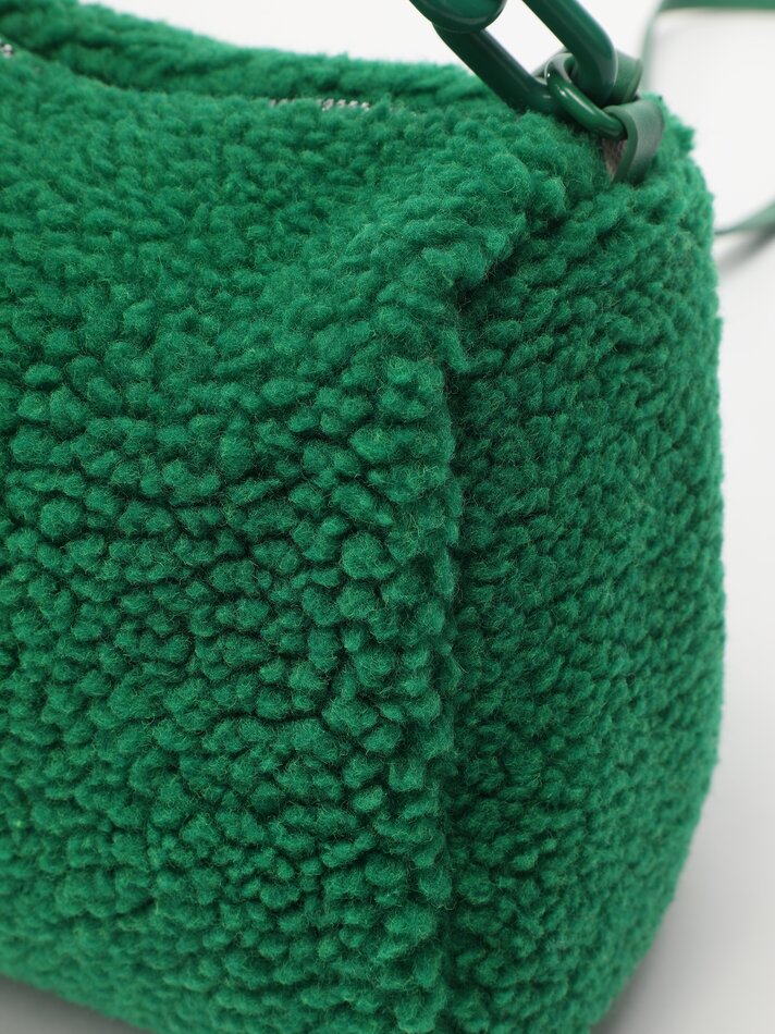 Conjunto de bolsa e porta-moedas com forro de sherpa - Verde