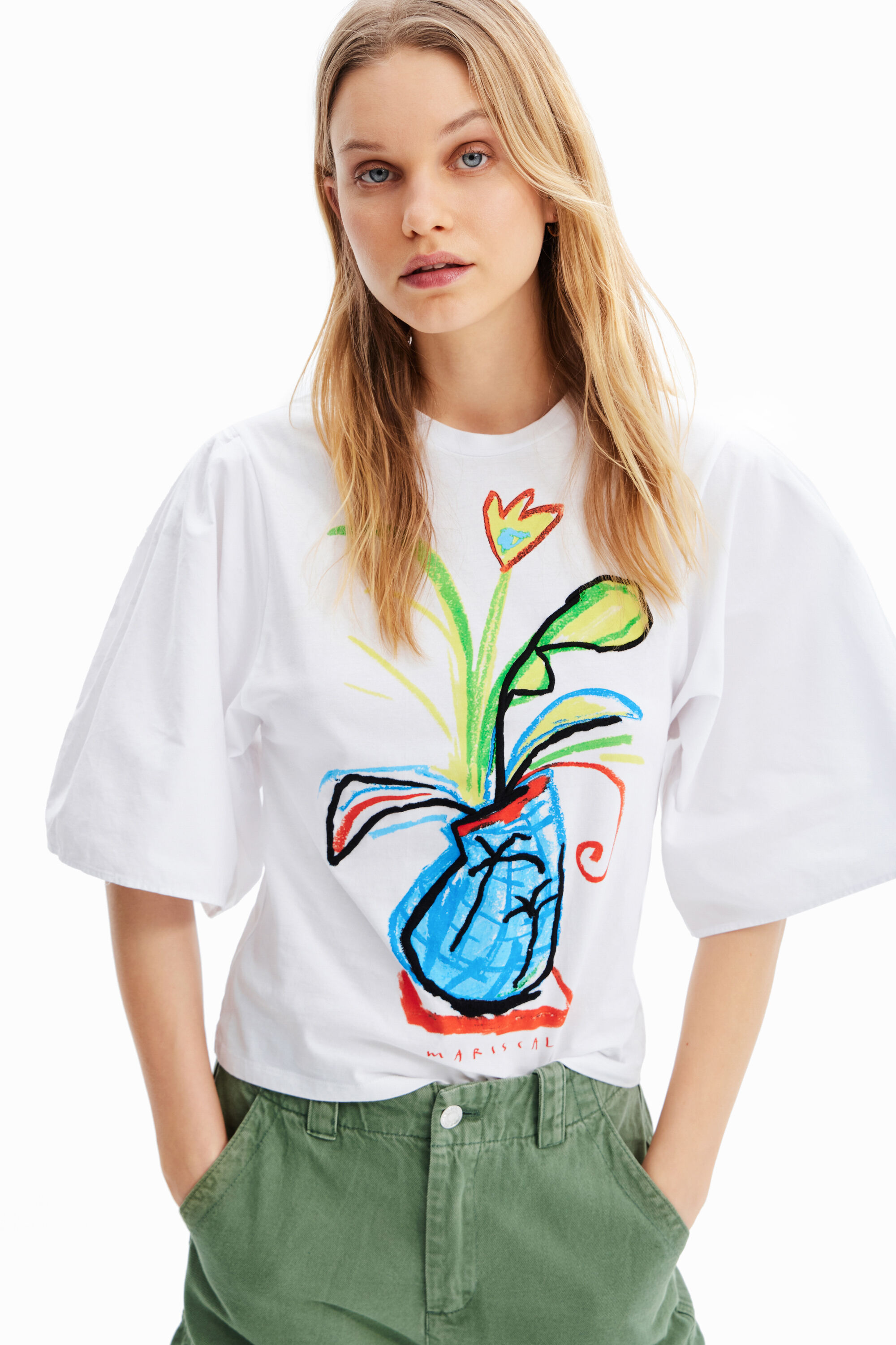 T-shirt manches volume popeline