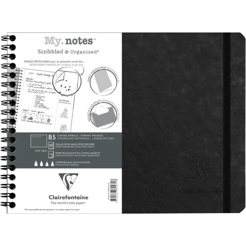 My.Notes Age Bag cahier reliure intégrale à marges détachables B5 paysage 120 pages détachables DOT + cadre en-tête - Tabac