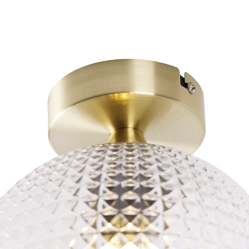 Art Deco plafondlamp messing met helder glas - Sphere