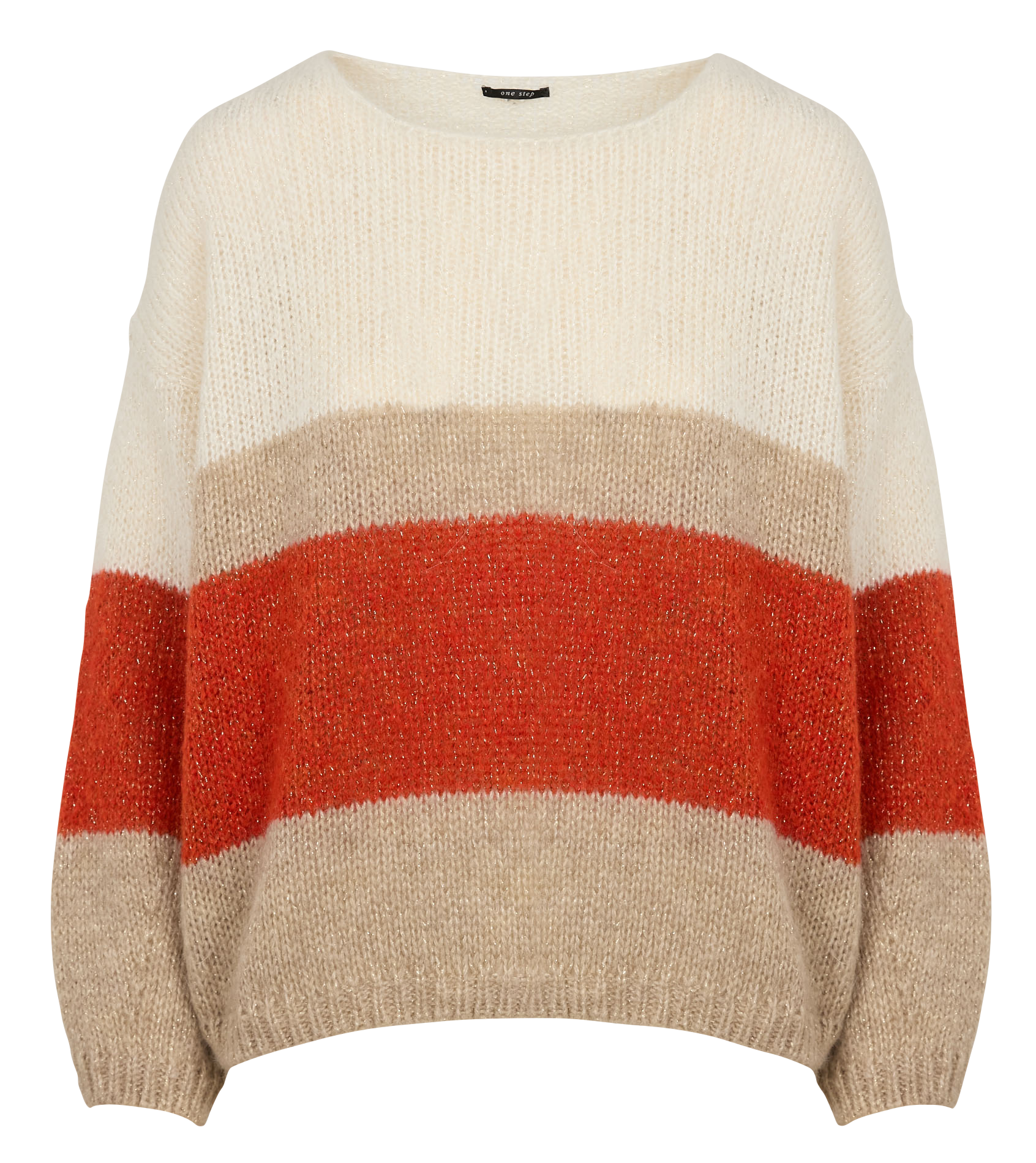 TIARA - Pull col rond en maille duveteuse | Orange