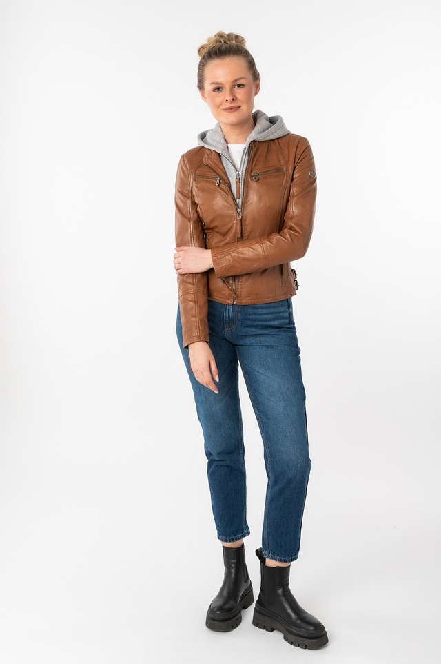 Mauritius Lederjacke »NOLA« mit Kapuze Two-in-One Style - mit abnehmbarer Jersey-Kapuze