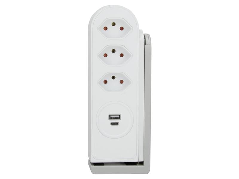 STEFFEN Tischsteckdosenleiste Clamp 3x T13, USB-A C, Weiss Steckdosenleiste mit 3x T13 Steckdosen, USB Charger Typ A C 5 V und 1.5 m langem Kabel