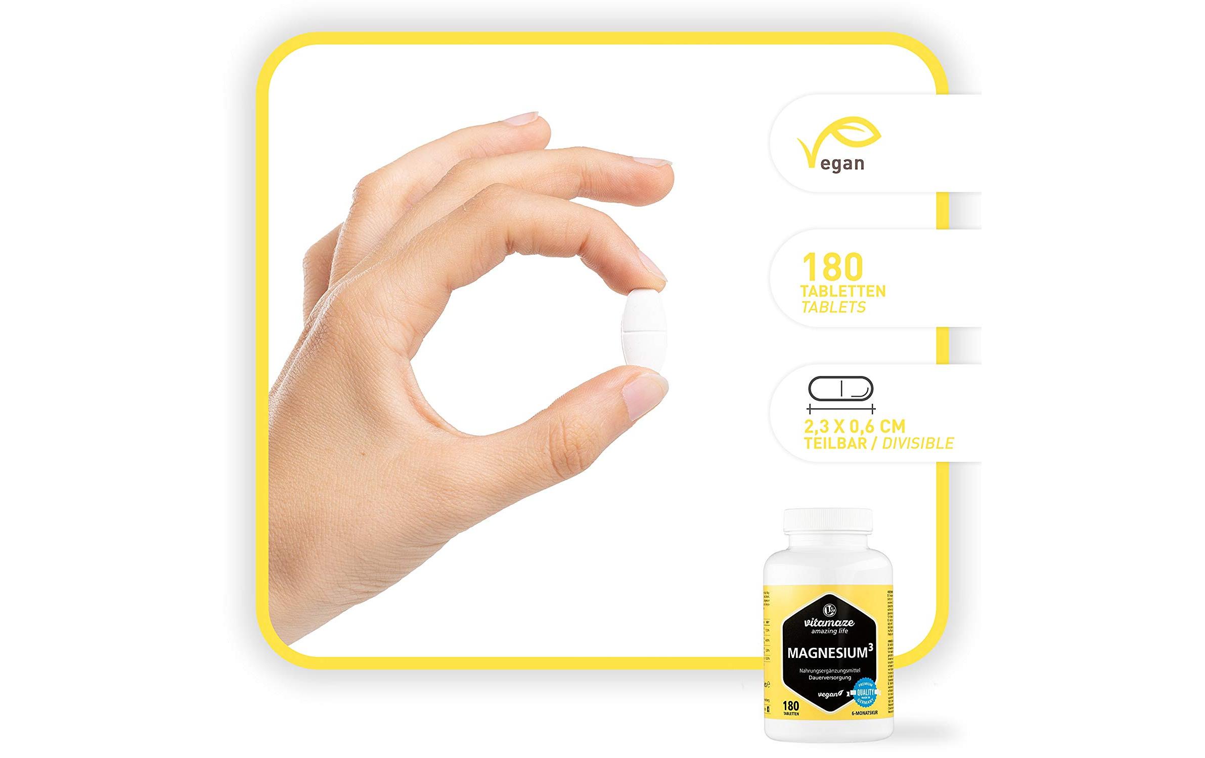 Magnesium³ 3-in-1 Komplex 180 TablettenVegane Nahrungsergänzung mit Magnesium