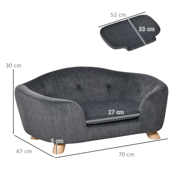 Pet Sofa Hundematte Hundeseng Hundesofa Hundesofa Kattesofa Med Pute Rygglomme Plysjskum Furu 70 X 47 X 30 Cm