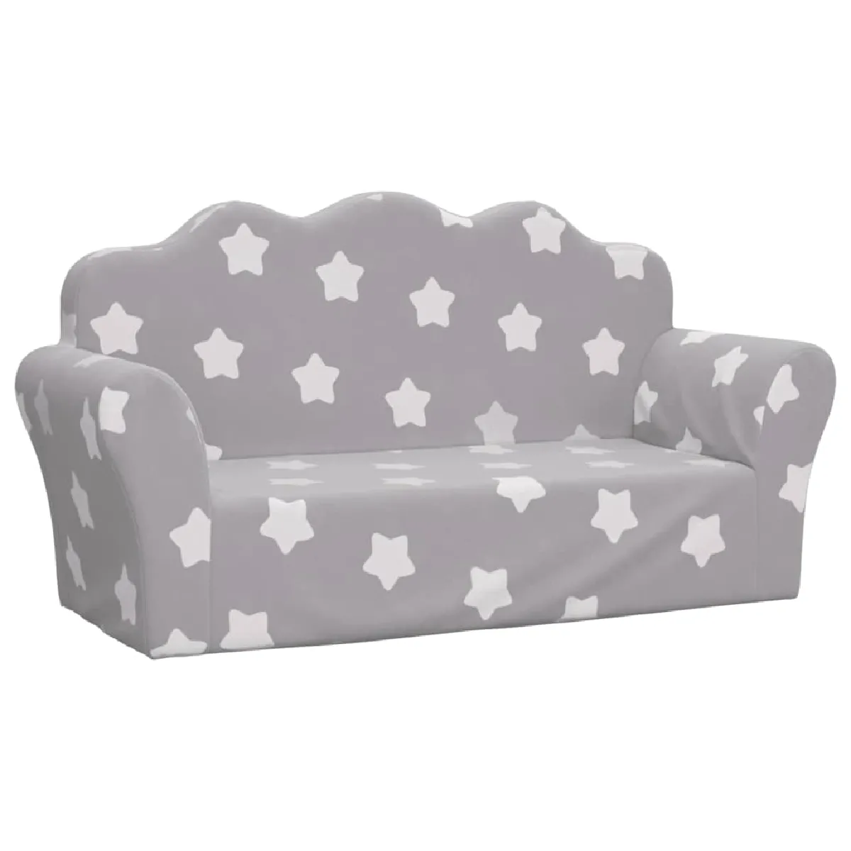 vidaXL Canapé enfants 2 places - Gris clair avec étoiles