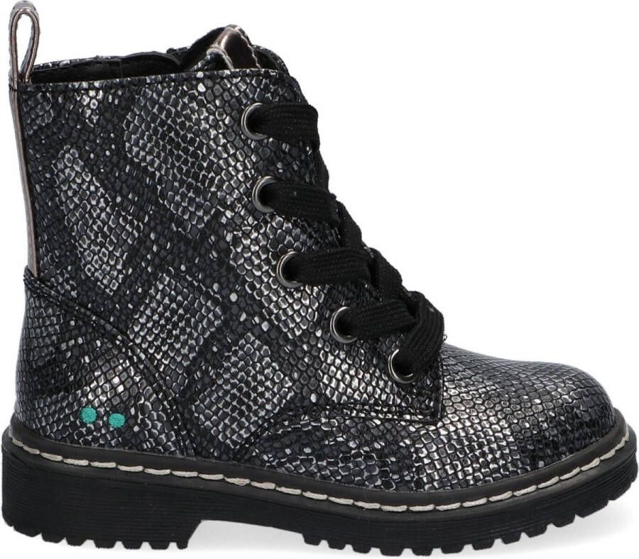 BunniesJR Bunnies JR 221932 792 Meisjes Biker Boots Zilver Print Imitatieleer Veters