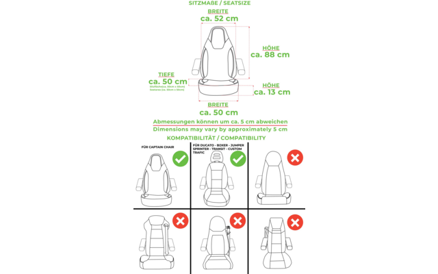 Bremer-Sitzbezüge Wohnmobil Schonbezüge 2 Stück für Ducato / Jumper / Boxer