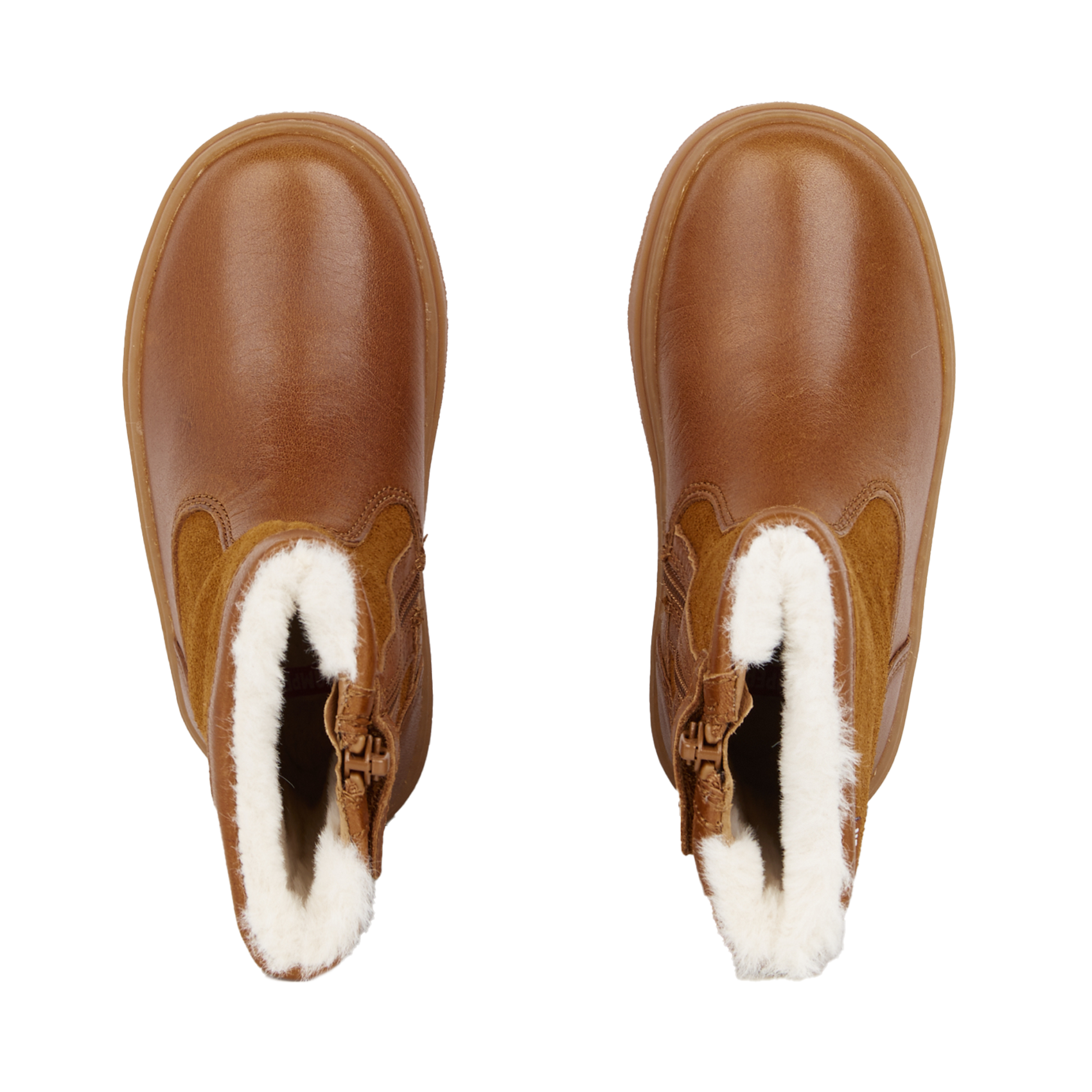 KIDDO - Bottes fourrées en cuir bi matière | Marron
