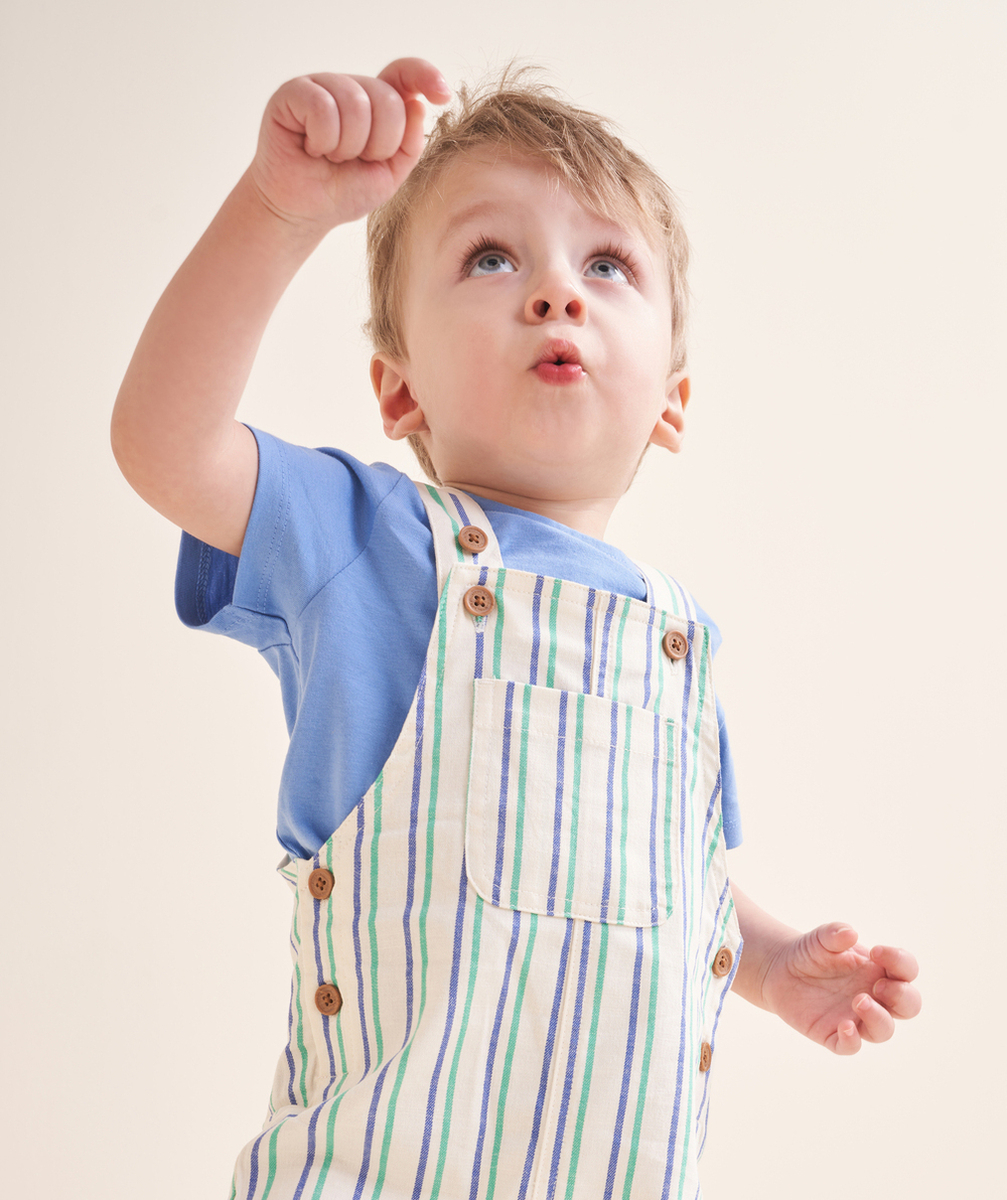 t-shirt bébé garçon en coton biologique bleu avec poche
