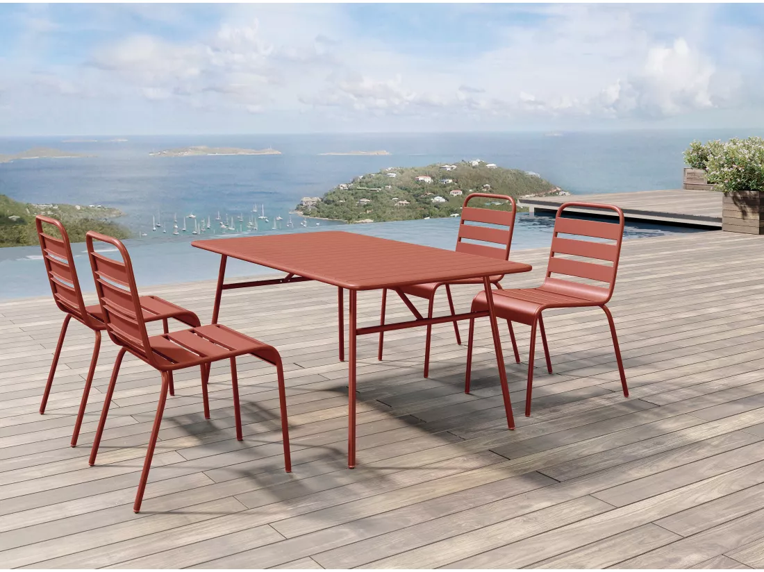 Table de jardin L.160 cm en métal - Terracotta - MIRMANDE de MYLIA