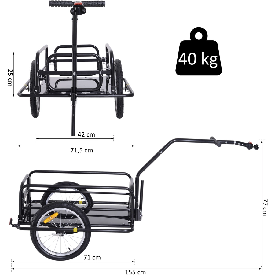 HOMCOM Transportanhänger-wagen schwarz