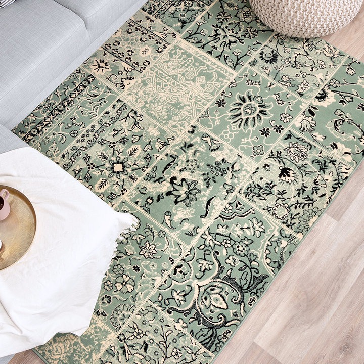 Vintage vloerkleed - Wonder Patchwork Groen/Zwart