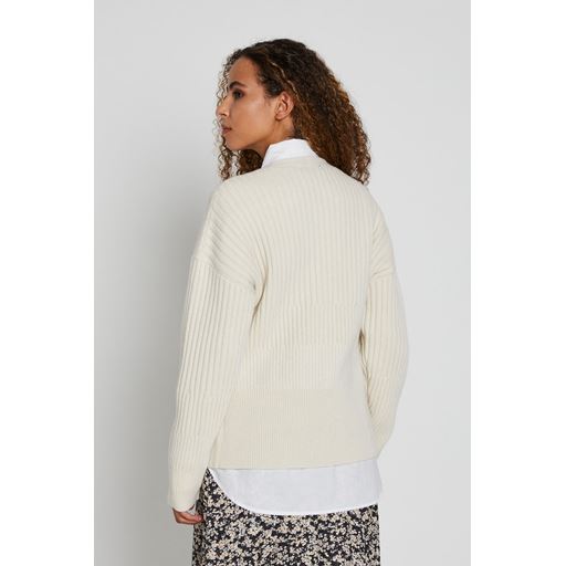 Bruuns Bazaar Lobata Carine Strikcardigan, Snow White/Sand, XL