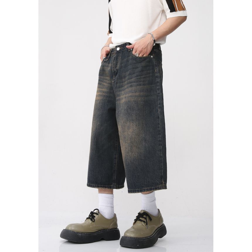 FAERIS - Gewassen denim shorts met hoge taille