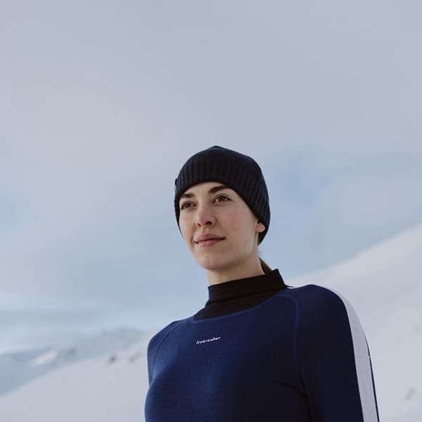 T-shirt thermique ICEBREAKER W 200 SONEBULA LS HIGH NECK MIDNIGHT NAVY/ROYAL NAVY/SNOW/CB