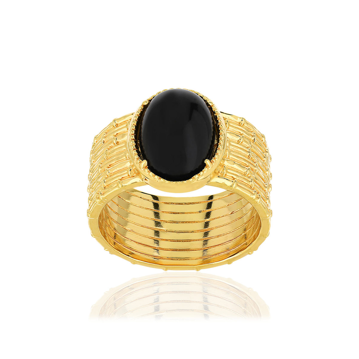 Bague plaqué or agate