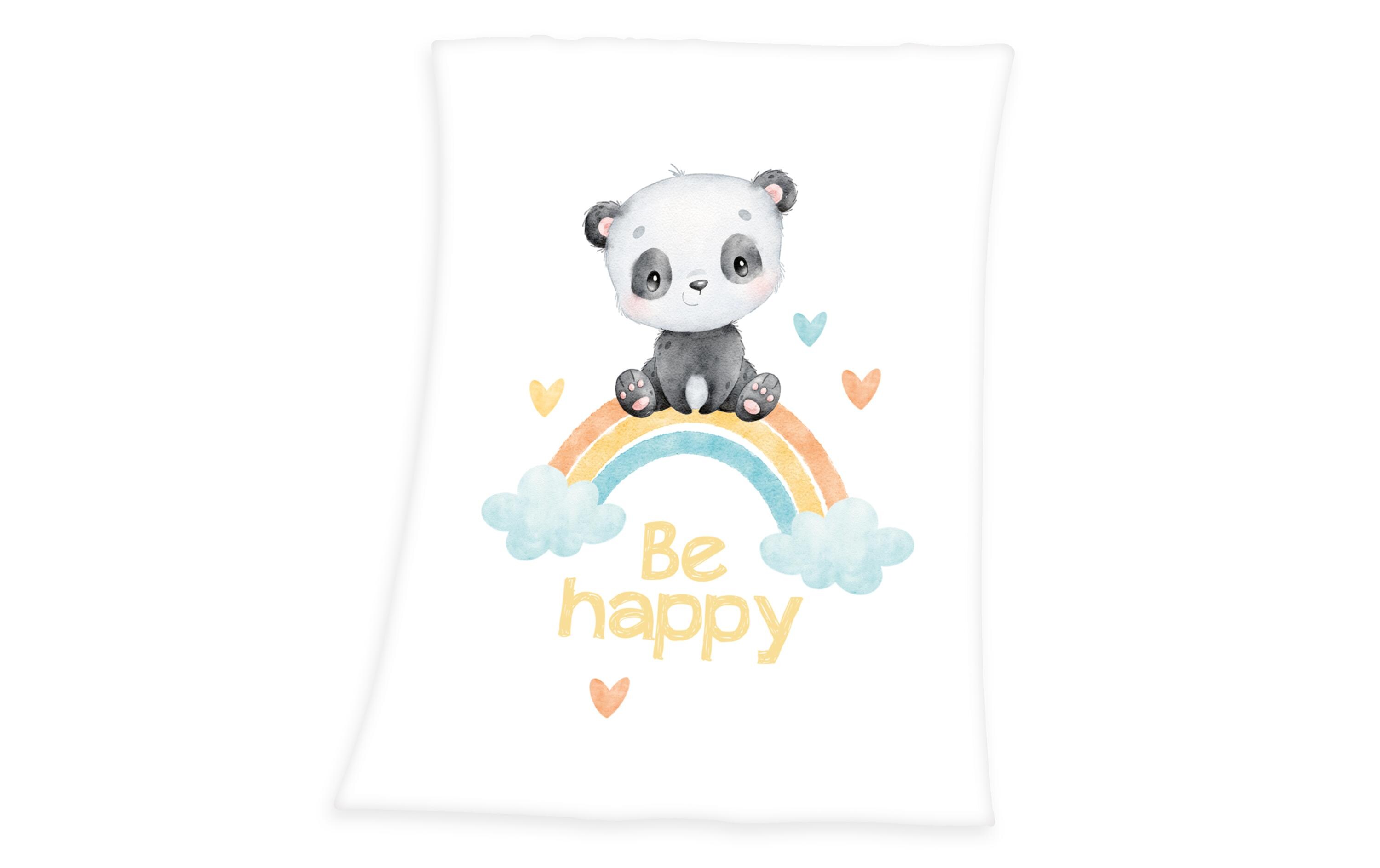 Kuscheldecke Regenbogen Panda 75 x 100 cmMicrofaser-Flauschdecke für Babys