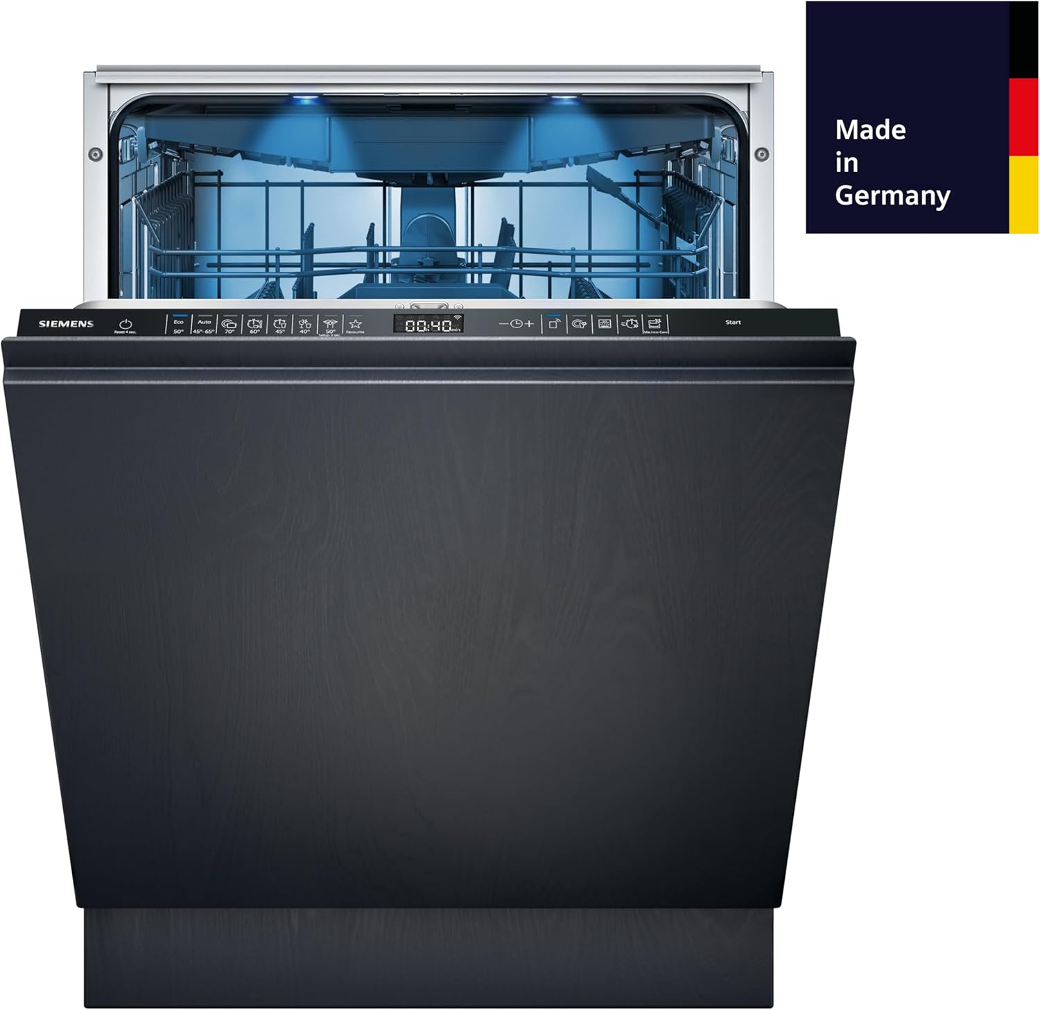 Siemens SX65ZX07CE, iQ500 Smarter Geschirrspüler Vollintegriert, XXL, Besteckschublade, Made in Germany, Zeolith Trocknung, Extra leise, aquaStop, varioSpeed Kurzprogramm, mit Innenbeleuchtung