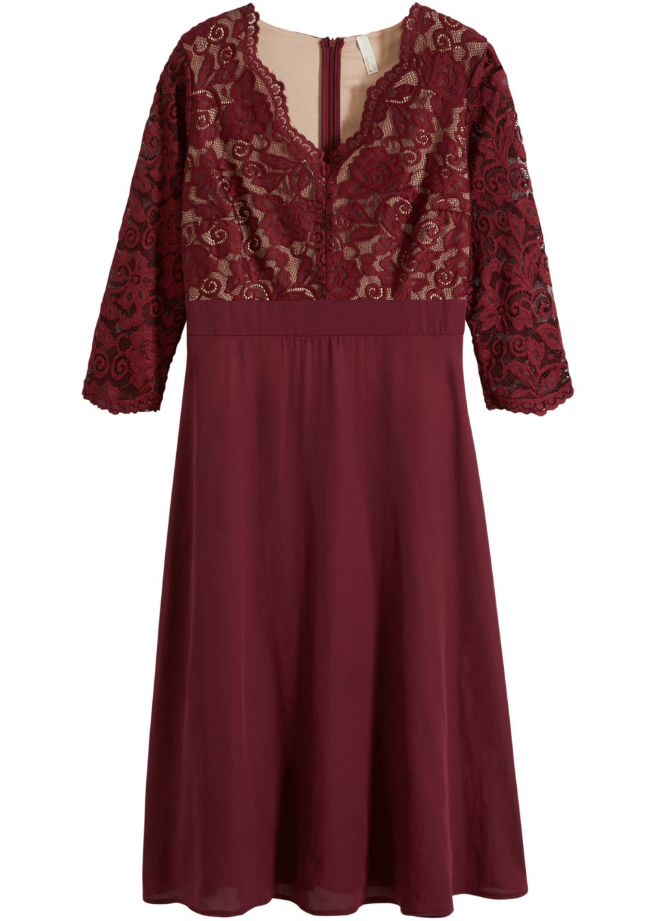 Robe midi en mousseline avec dentelle