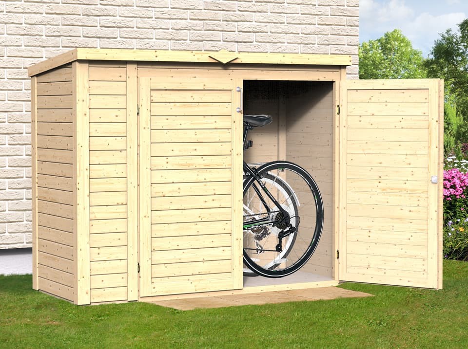 Coffre en bois bora 3 - 200 x 82 cm - stockage velo / outils - espace de rangement exterieur - coffre de jardin - abri de jardin