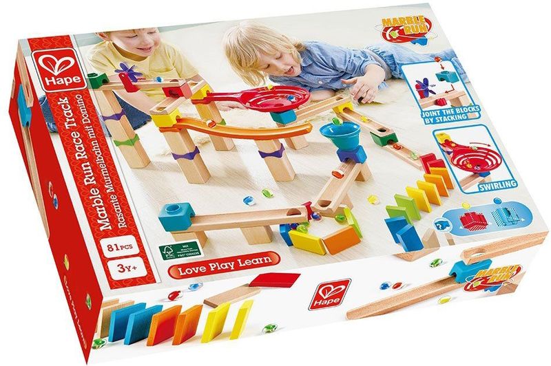 Hape - Razendsnelle Knikkersbaan - Kleur: Multicolor - Materiaal: Hout - Aantal Onderdelen: 81