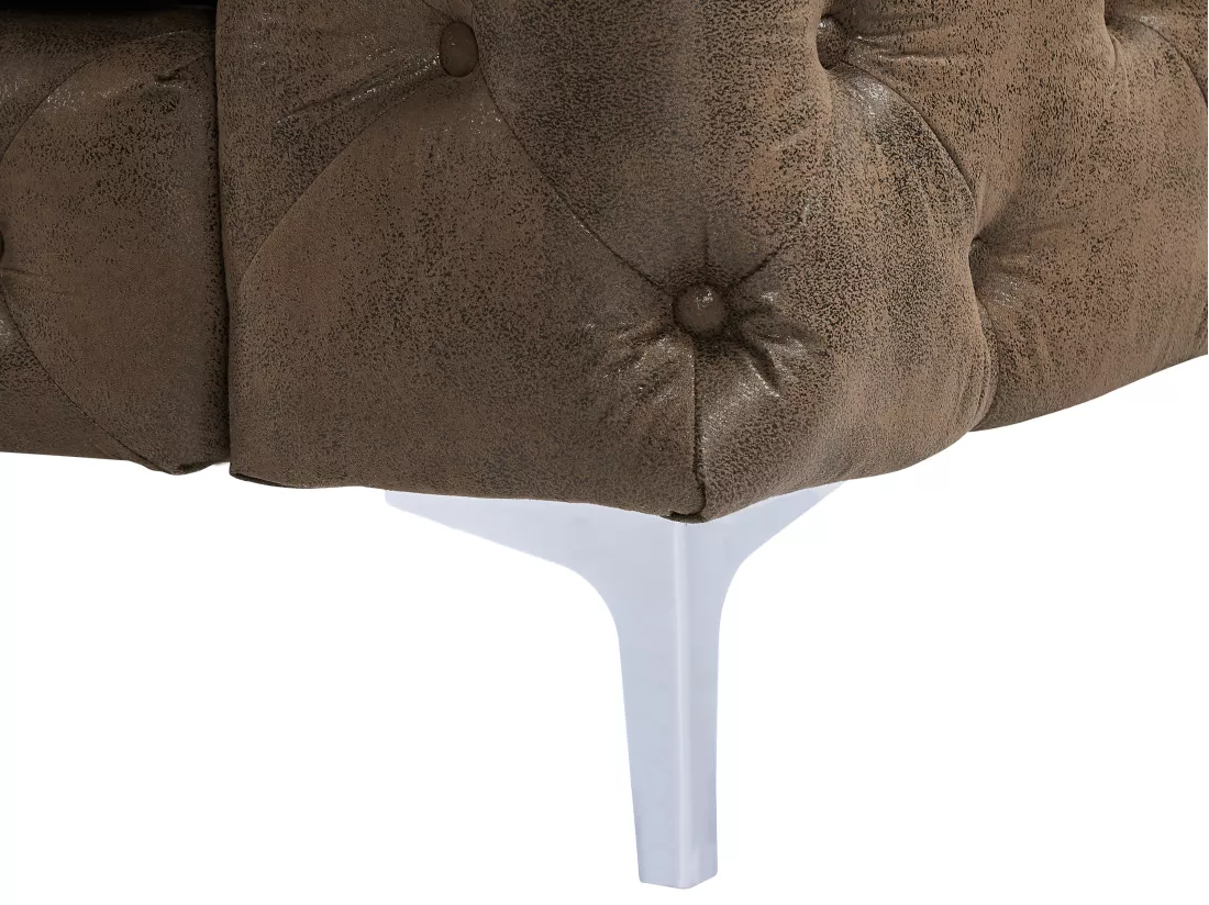 Fauteuil chesterfield en microfibre aspect cuir vieilli EDWINA