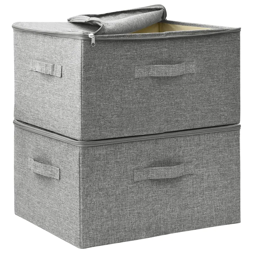 vidaXL - Opbergbox Opbergboxen - Grijs - Stof - 2 stuks