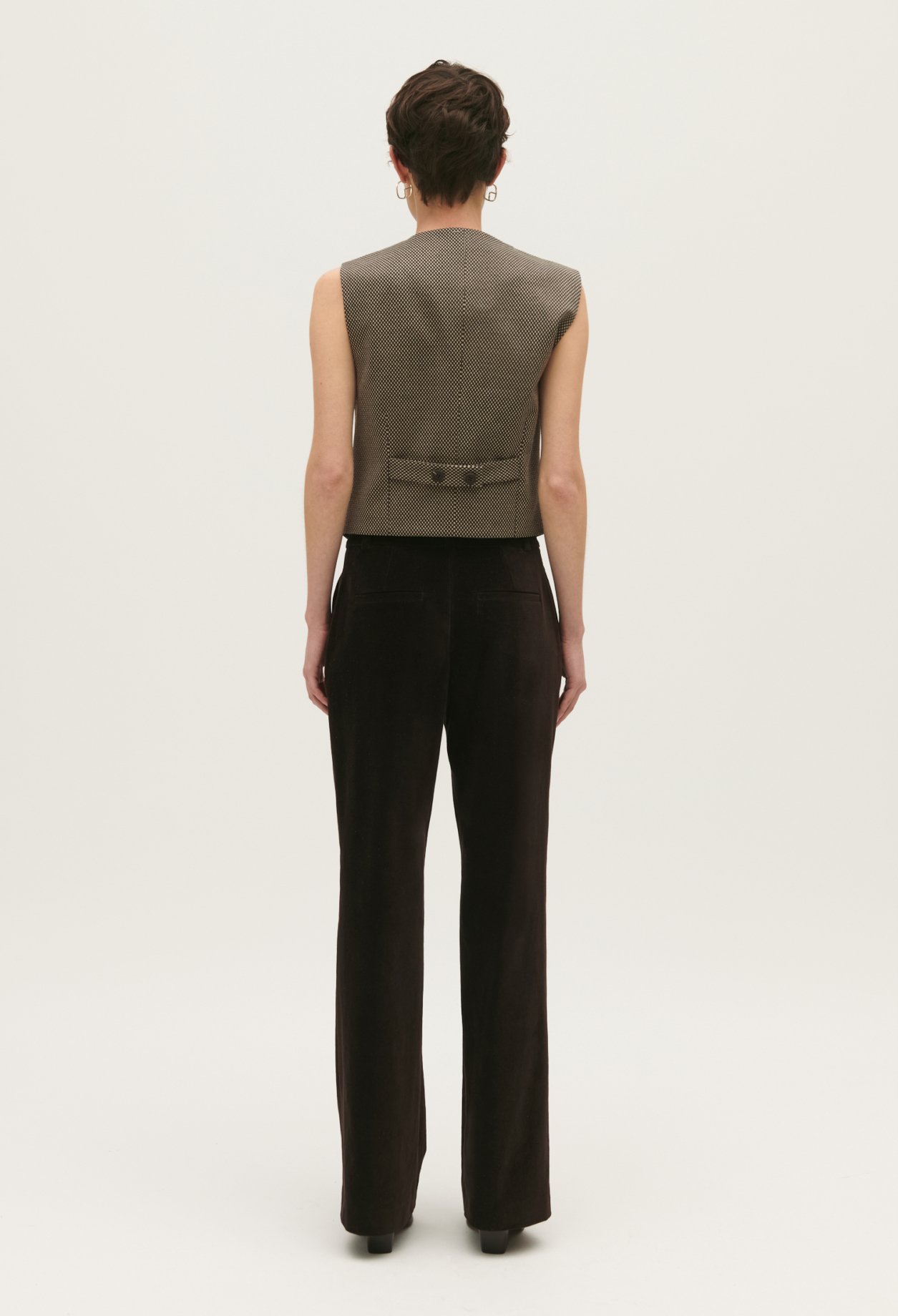 Pantalon tailleur velours chocolat