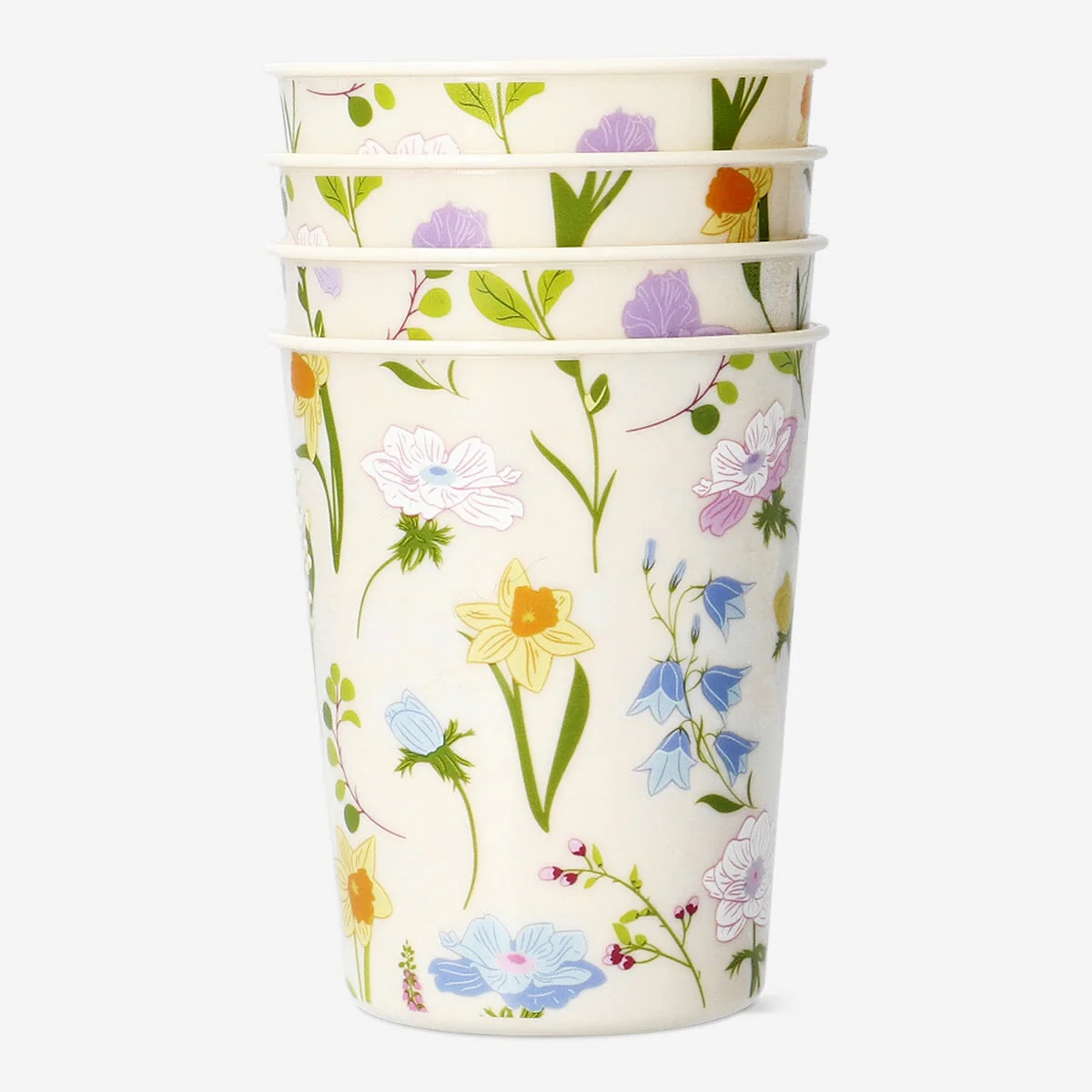 Kopper med blomsterprint - 4 stk