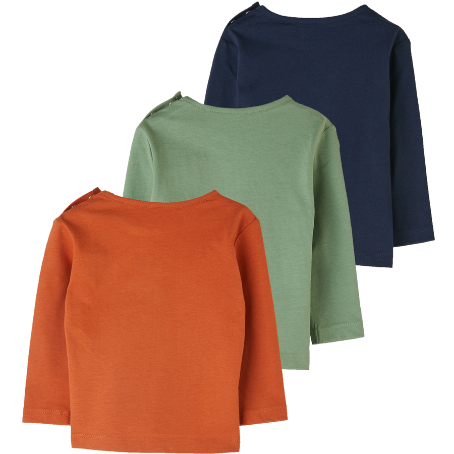 s.Oliver Langarmshirt 3er Pack orangegrünblau