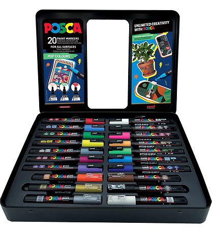 Posca Filzstifte m. Metallbox - 20 st. - Pop Farben