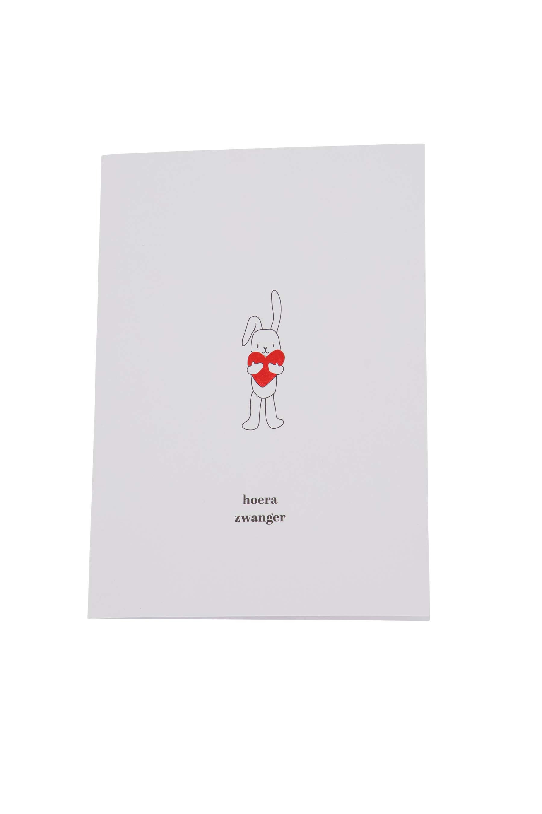 wenskaart hoera zwanger wit/zwart/rood