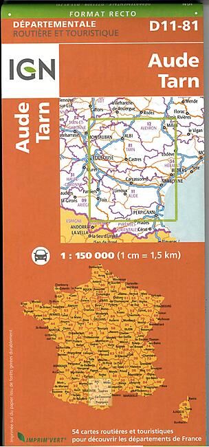 IGN - D11 81 AUDE TARN ECHELLE 1 150 000